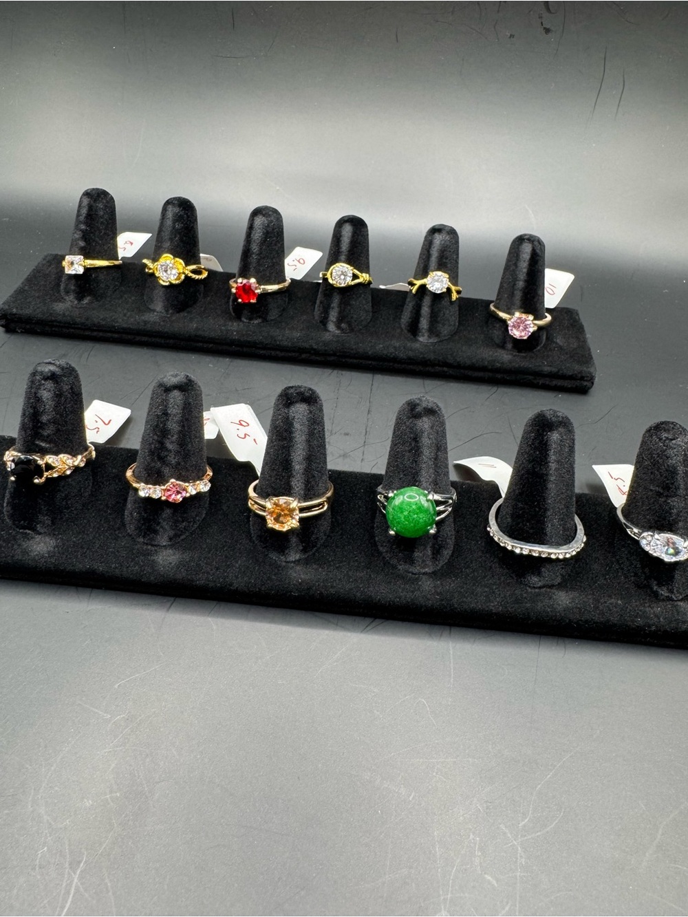 12 Pc Fashion Costume Ring Lot Assorted Sizes Rhinestone Faux Stone Mixed Color